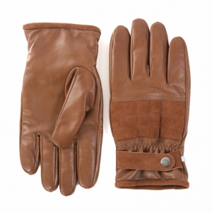 Casual leather gloves + suède logo