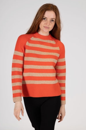 Asymetric striped sweater flame red 421