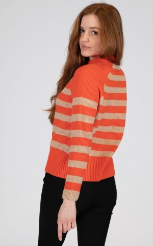 Asymetric striped sweater flame red 421