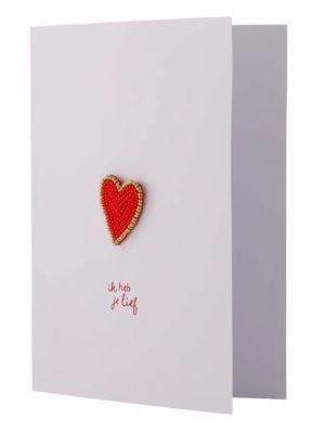 Hartje broche 7035 wit / rood