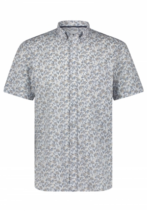 Shirt SS Print poplin 1156 wit grijsb