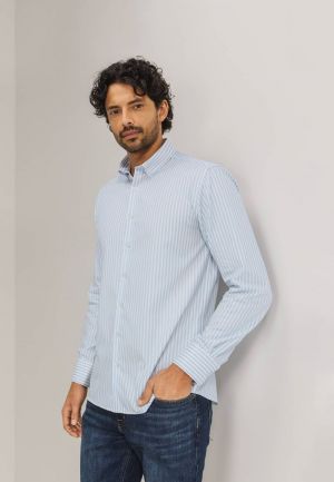 Streepjeshemd BD 1152 wit mintbl