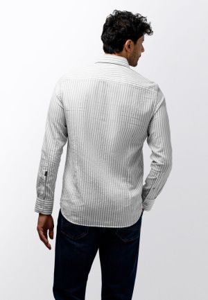 Streepjeshemd double face BD 5311 middenblau