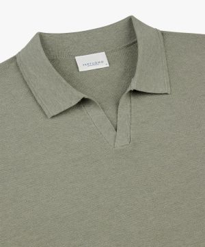 Polo open collar short sleeve Medium green