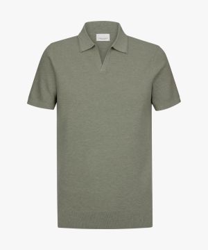 Polo open collar short sleeve Medium green