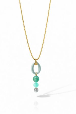 Lange ketting+steen groen