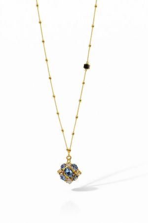 Hanger gouden ketting+steen blauw