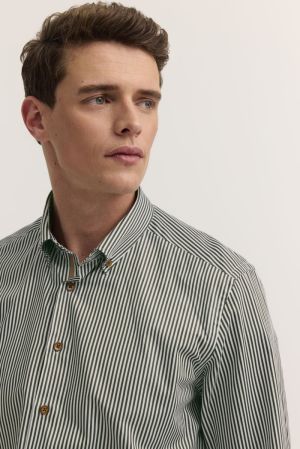 Streepjeshemd button down 180 oliv