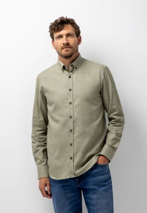 Plain Twill Brushed ButtonDown 3711 mosgroen w