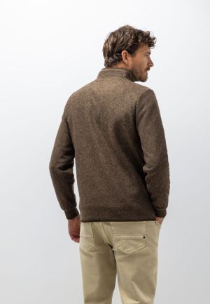 Sweat cardigan gekookte wol 8900 donkerbrui