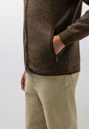 Sweat cardigan gekookte wol 8900 donkerbrui