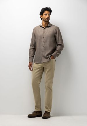 Tweezijdig Button down 8991 donkerbrui