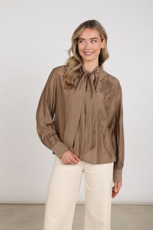 Angie Blouse Tie taupe 60